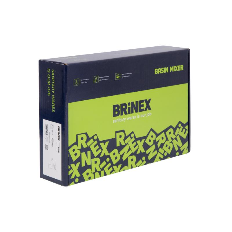 Змішувач для раковини Brinex Pure 001F низький  Gunmetal Black BRIPUR001FGRP — фото 8