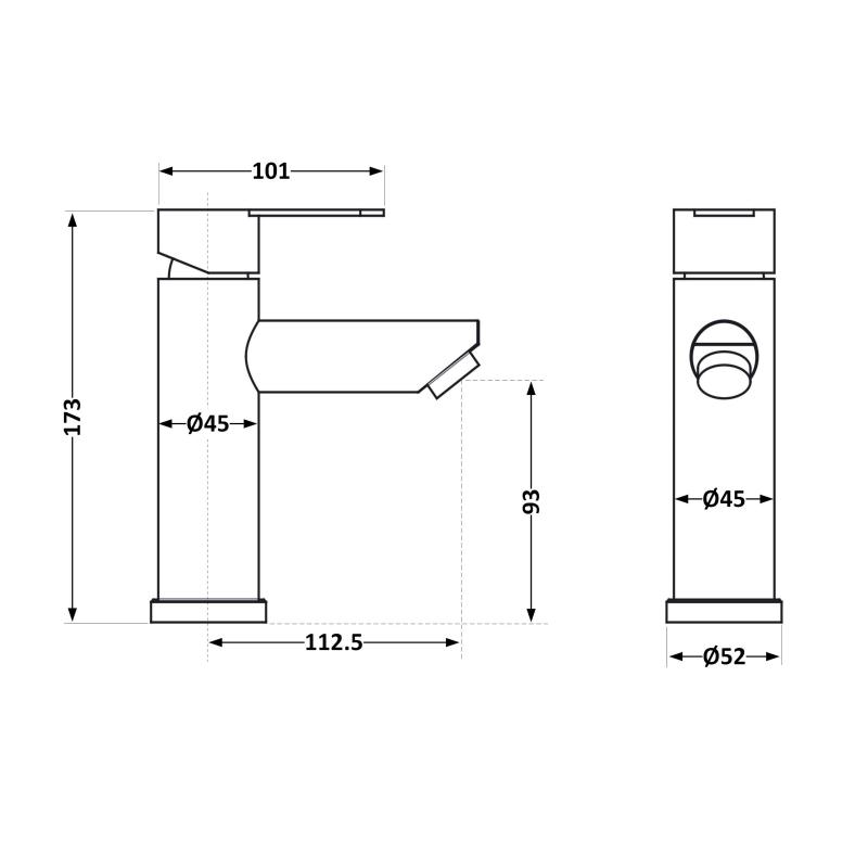 Змішувач для раковини Brinex Pure 001F низький  Nickel BRIPUR001FNKL — фото 2