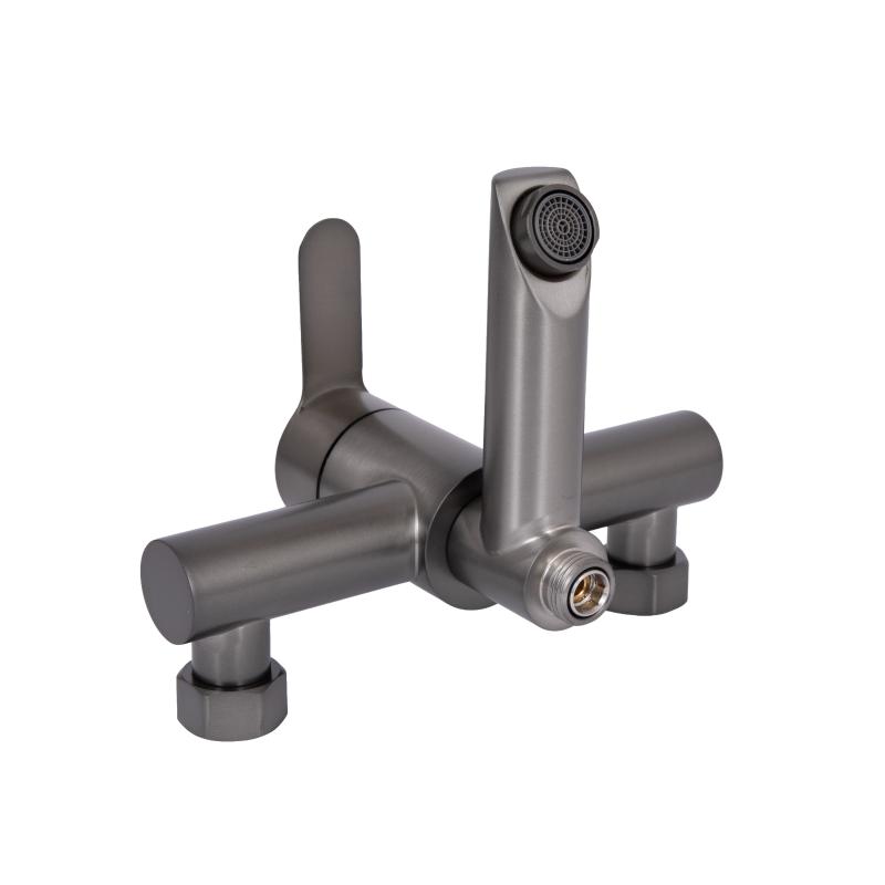 Змішувач для ванни Brinex Pure 006 з поворотним виливом (з душовим гарнітуром) Gunmetal Black BRIPUR006GRP — фото 5