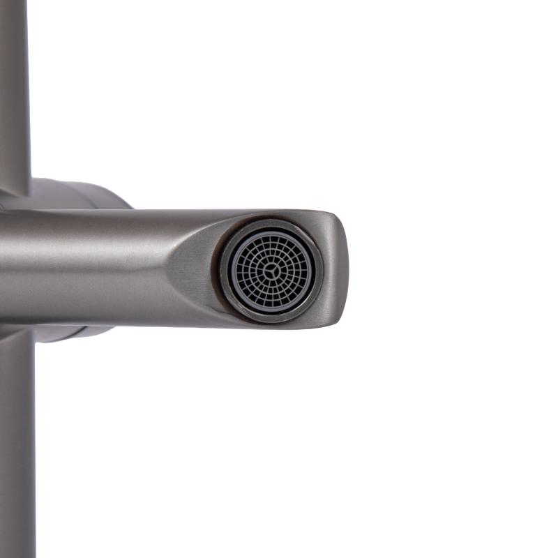 Змішувач для ванни Brinex Pure 006 з поворотним виливом (з душовим гарнітуром) Gunmetal Black BRIPUR006GRP — фото 7