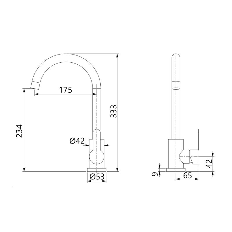 Змішувач для кухні U-образний Brinex Pure 015F U-образний  Graphite BRIPUR015FGRP — фото 2