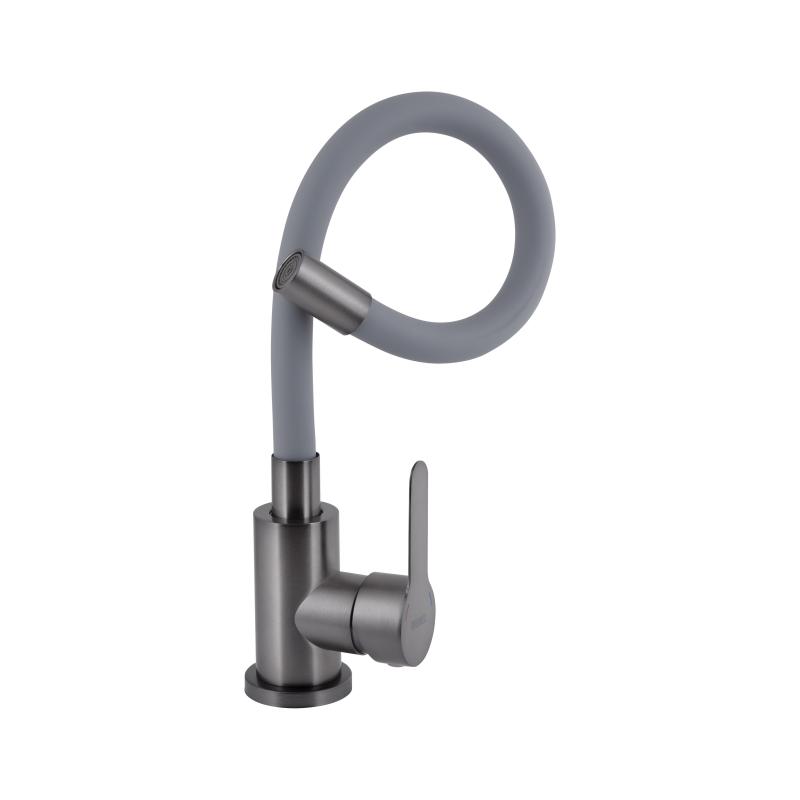 Змішувач для кухні Brinex Pure 015F3 з гнучким виливом   Graphite/Grey BRIPUR015F3GRG — фото 3