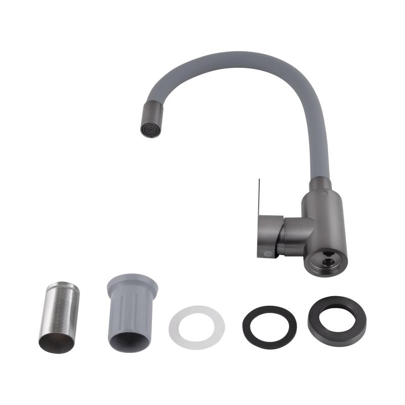 Змішувач для кухні Brinex Pure 015F3 з гнучким виливом   Graphite/Grey BRIPUR015F3GRG — фото 4
