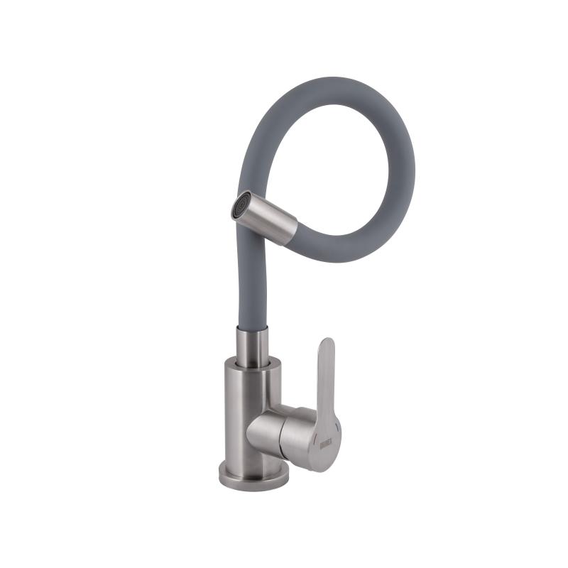 Змішувач для кухні Brinex Pure 015F3 з гнучким виливом   Nickel/Grey BRIPUR015F3NKG — фото 3