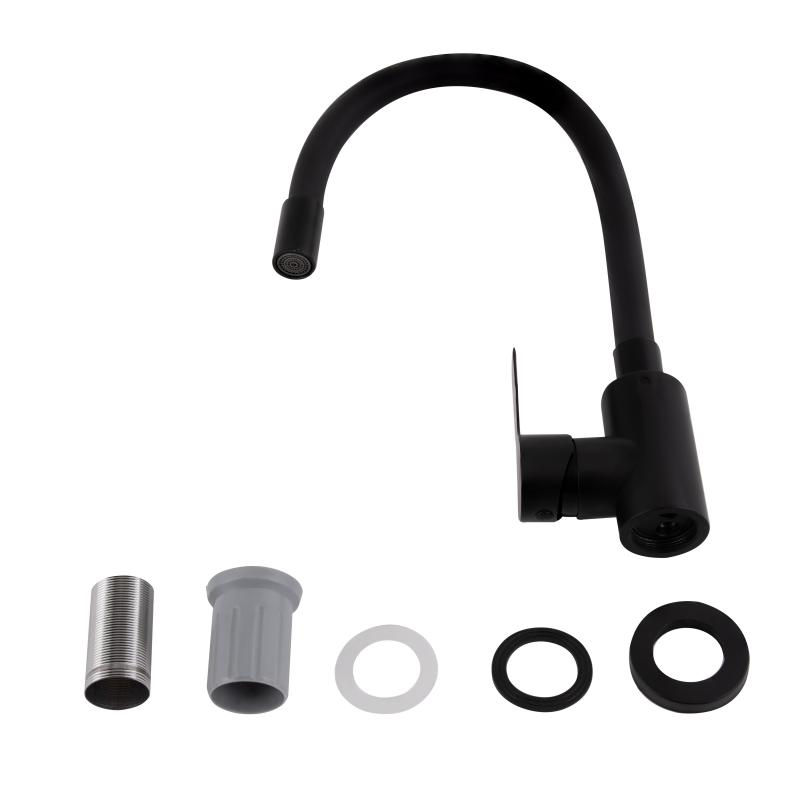 Змішувач для кухні Brinex Pure 015F3 з гнучким виливом   Black Matt BRIPUR015F3BLM — фото 4