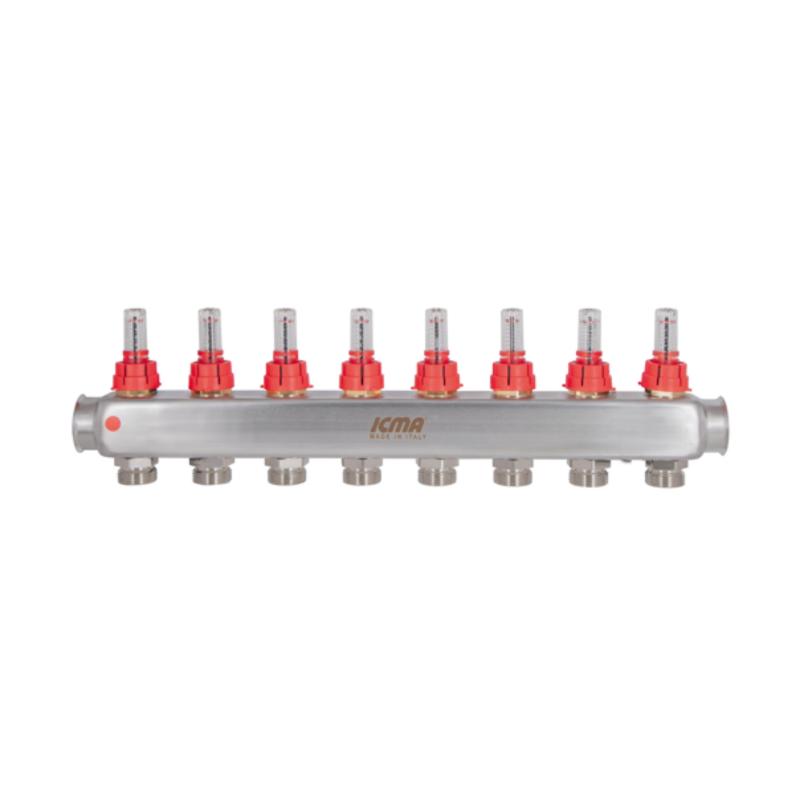 Колектор з витратомірами (нерж.) 1" х8 Icma № К073 — фото 5
