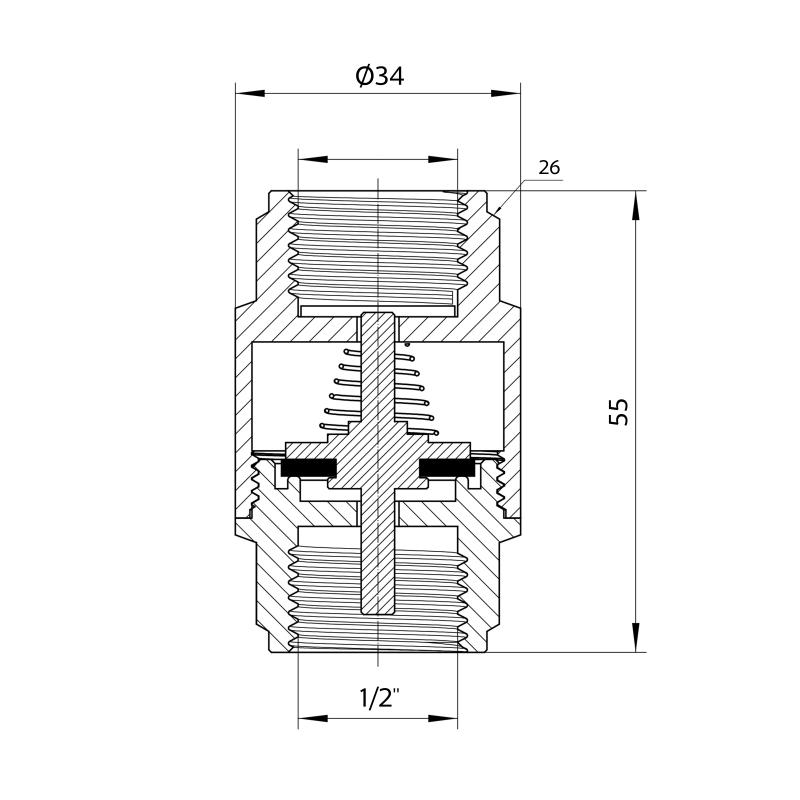 Зворотний клапан Thermo Alliance Forte 1/2"ВВ нікельований із латунним штоком TAF240W15 — фото 2