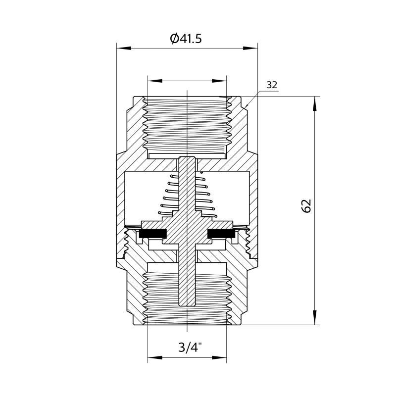 Зворотний клапан Thermo Alliance Forte 3/4"ВВ нікель із латунним штоком TAF240W20 — фото 2