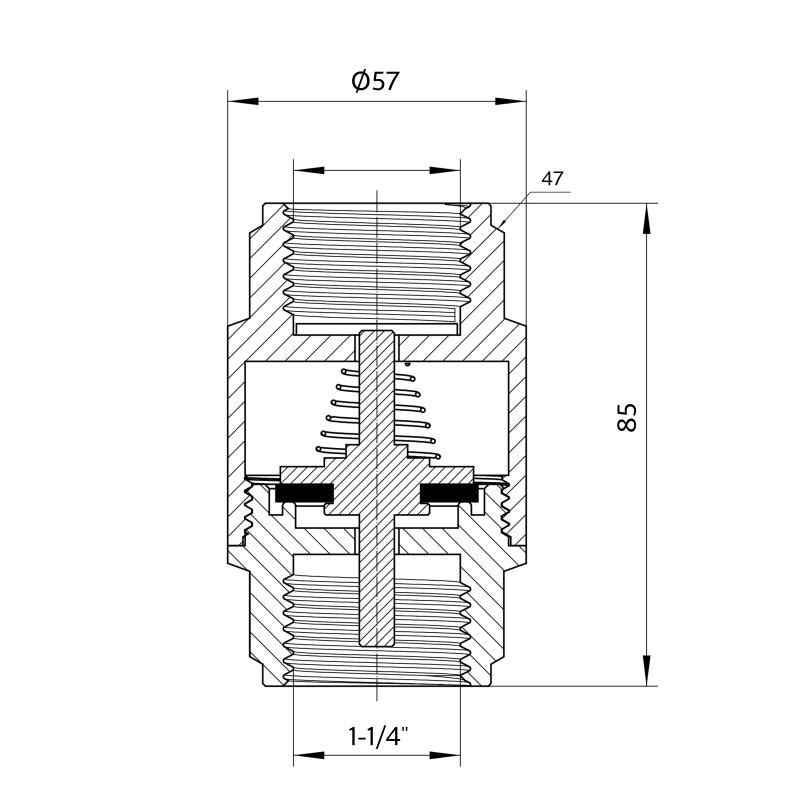Зворотний клапан Thermo Alliance Forte 1 1/4"ВВ нікель із латунним штоком TAF240W32 — фото 2