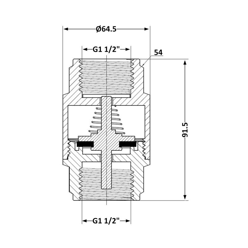 Зворотний клапан із латунним штоком Thermo Alliance Forte 1 1/2"ВВ нікель TAF240W40 — фото 2