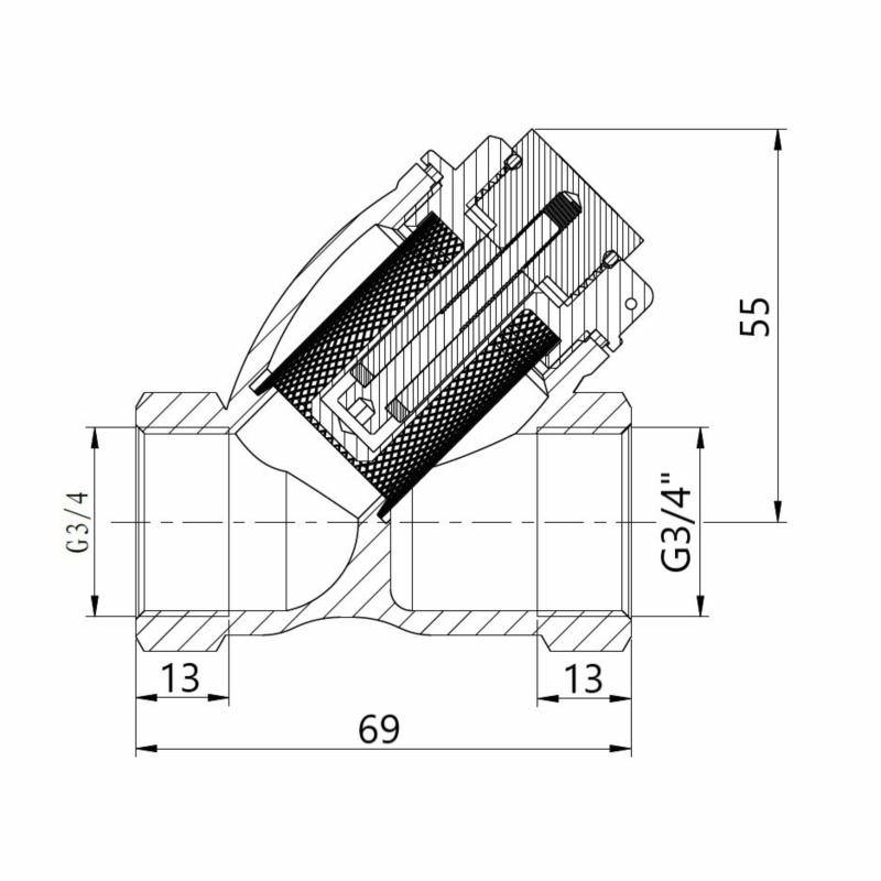 Фільтр грубої очистки Thermo Alliance Forte для води 3/4"ВВ косий з магнітом TAF126MW20 — фото 2