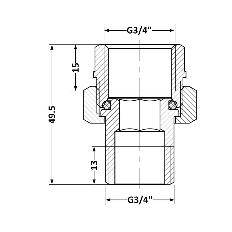 Згін-американка Thermo Alliance Standart 3/4"ВЗ нікель, прямий TAS190W20 — фото 2