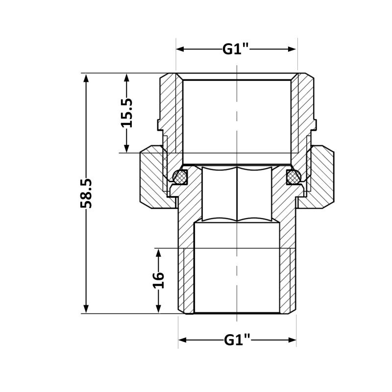 Згін-американка Thermo Alliance Standart 1"ВЗ нікель, прямий TAS190W25 — фото 2
