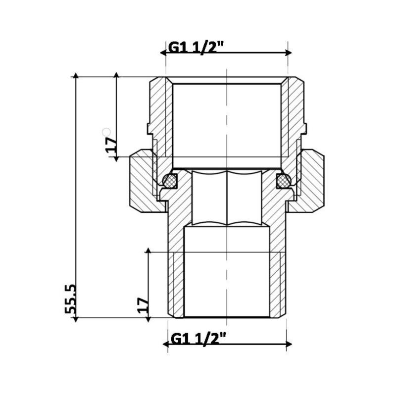 Згін-американка Thermo Alliance Standart 1 1/2"ВЗ нікель, прямий TAS190W40 — фото 2