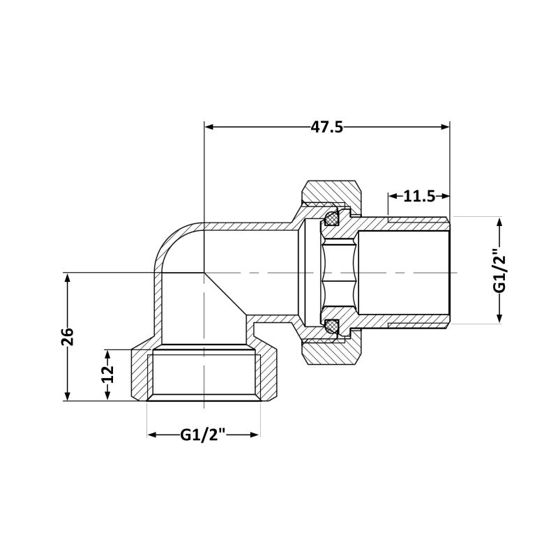 Згін-американка Thermo Alliance Standart 1/2"ВЗ нікель, кутовий TAS191W15 — фото 2