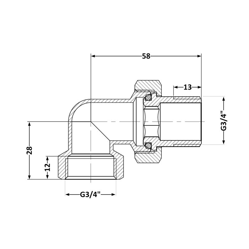 Згін-американка Thermo Alliance Standart 3/4"ВЗ нікель, кутовий TAS191W20 — фото 2