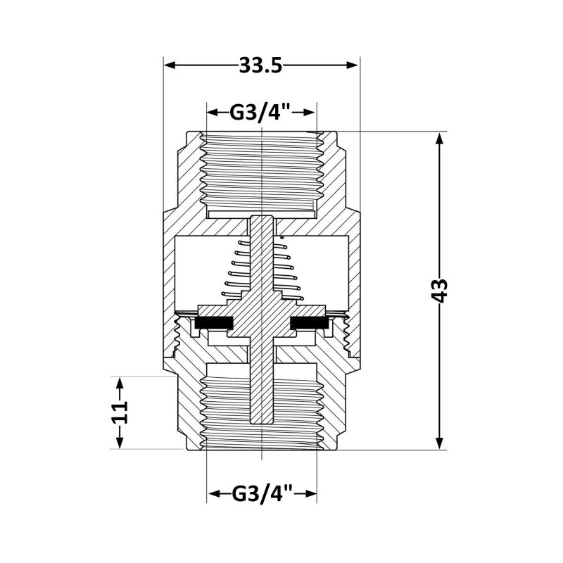 Зворотний клапан Thermo Alliance Base 3/4"ВВ Slim із латунним штоком TAB240W20S — фото 2
