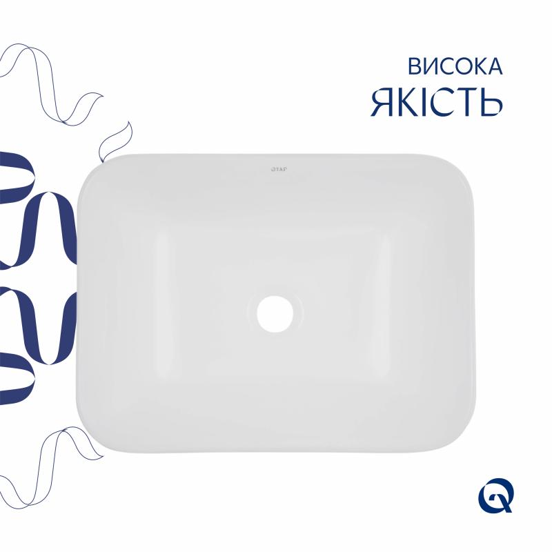 Комплект Qtap Scorpio: Раковина врізна прямокутна 510х390х145 мм White + Донний клапан PU02 — фото 4