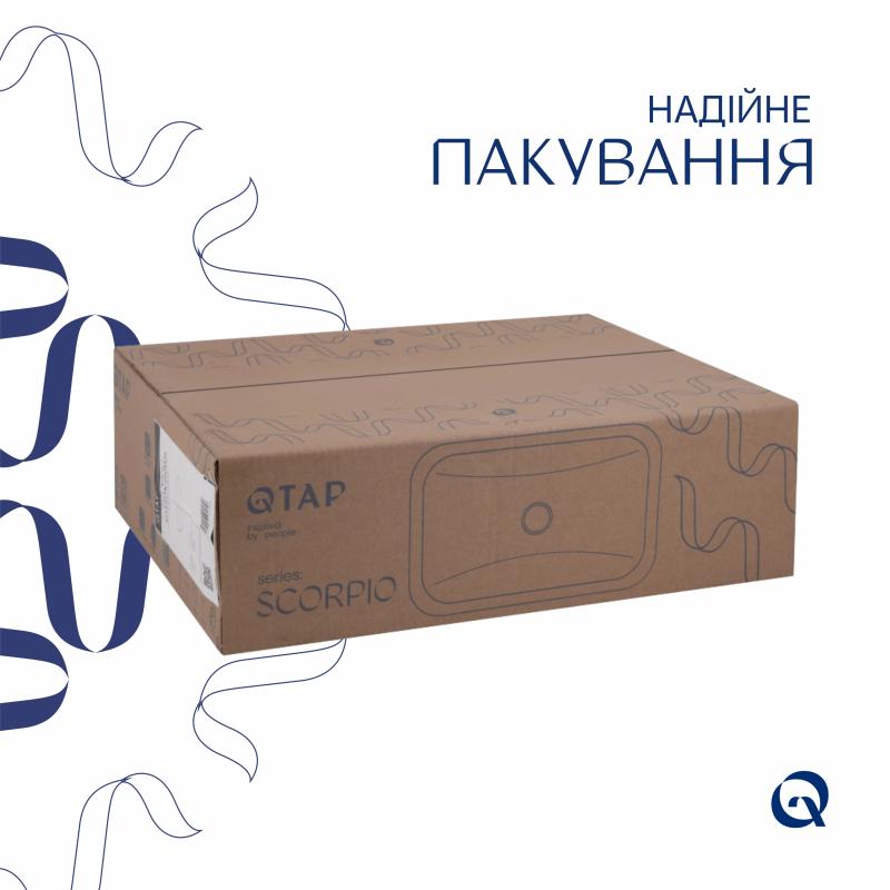 Комплект Qtap Scorpio: Раковина врізна прямокутна 510х390х145 мм White + Донний клапан PU02 — фото 5