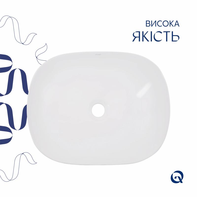 Комплект Qtap Aquarius: Раковина накладна прамокутна 470x380x120 мм White + Донний клапан PU02 — фото 4