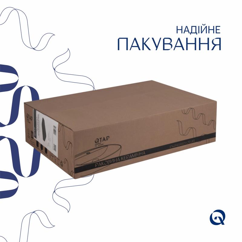 Комплект Qtap Scorpio: Раковина накладна прамокутна 550х390х120 мм Matt Black + Донний клапан PU03 — фото 5