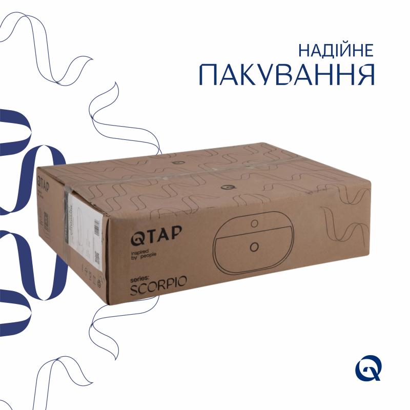 Комплект Qtap Scorpio: Раковина накладна овальна 500x380x120 мм White + Донний клапан PU02 — фото 5