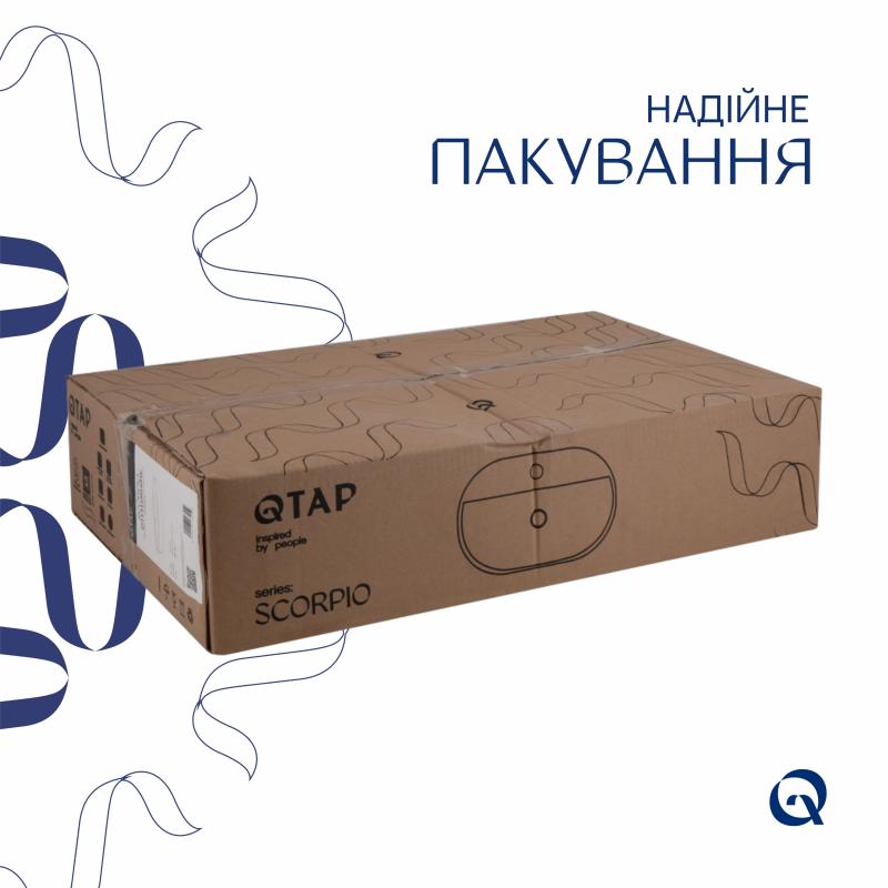 Комплект Qtap Scorpio: Раковина накладна овальна 600х400х120 мм White + Донний клапан PU02 — фото 5