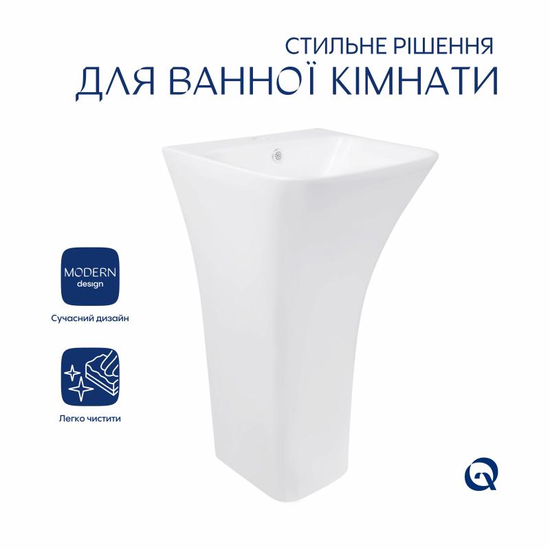 Комплект Qtap Crow: Раковина напольна моноблок 445x420x840 мм White + Донний клапан PU02O — фото 4