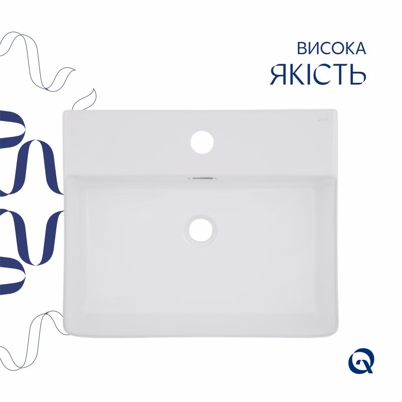 Комплект Qtap Nando LT: Раковина підвісна прамокутна 500х420х130 мм White + Донний клапан PU02O — фото 4