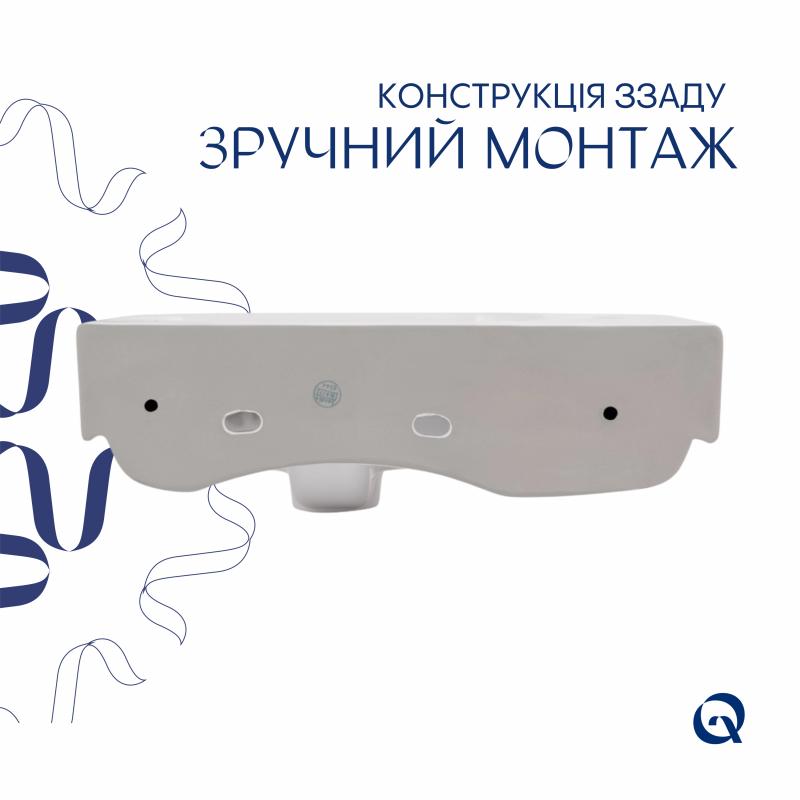 Комплект Qtap Tern: Раковина підвісна прамокутна ліва 450х250х158 мм White + Донний клапан PU02O — фото 5