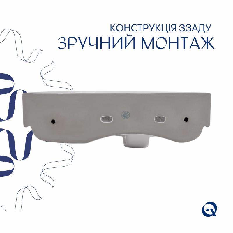 Комплект Qtap Tern: Раковина підвісна прамокутна права 450х250х158 мм White + Донний клапан PU02O — фото 5