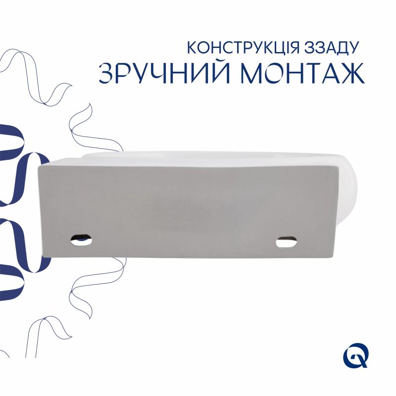 Комплект Qtap Leo: Раковина підвісна овальна права 430x285x160 мм White + Донний клапан PU02O — фото 5