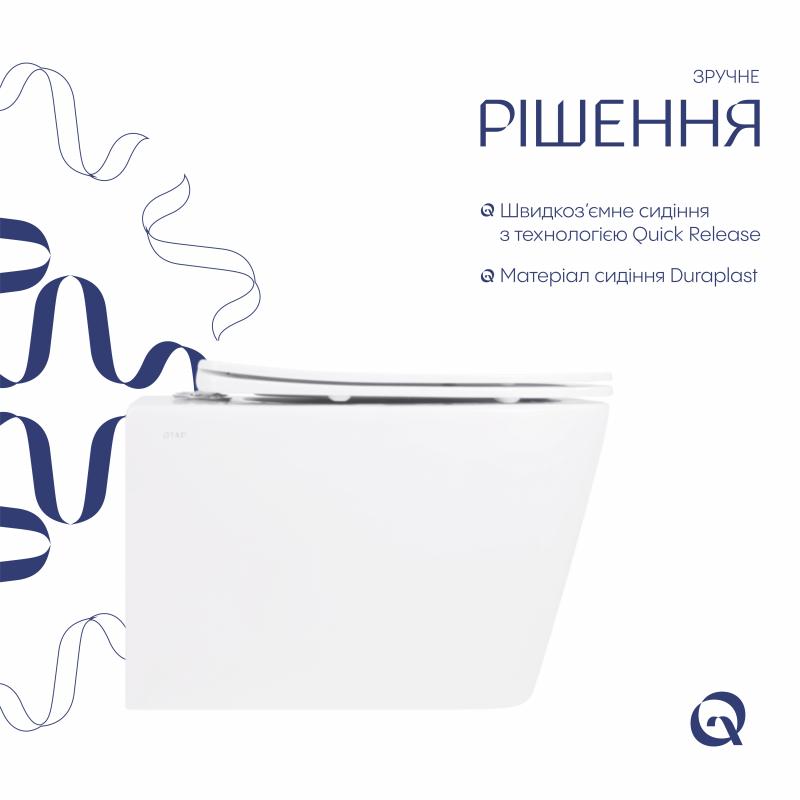 Унітаз підвісний Qtap Crow Ultra Quiet безобідковий з сідінням Soft-close QT05335170W — фото 4
