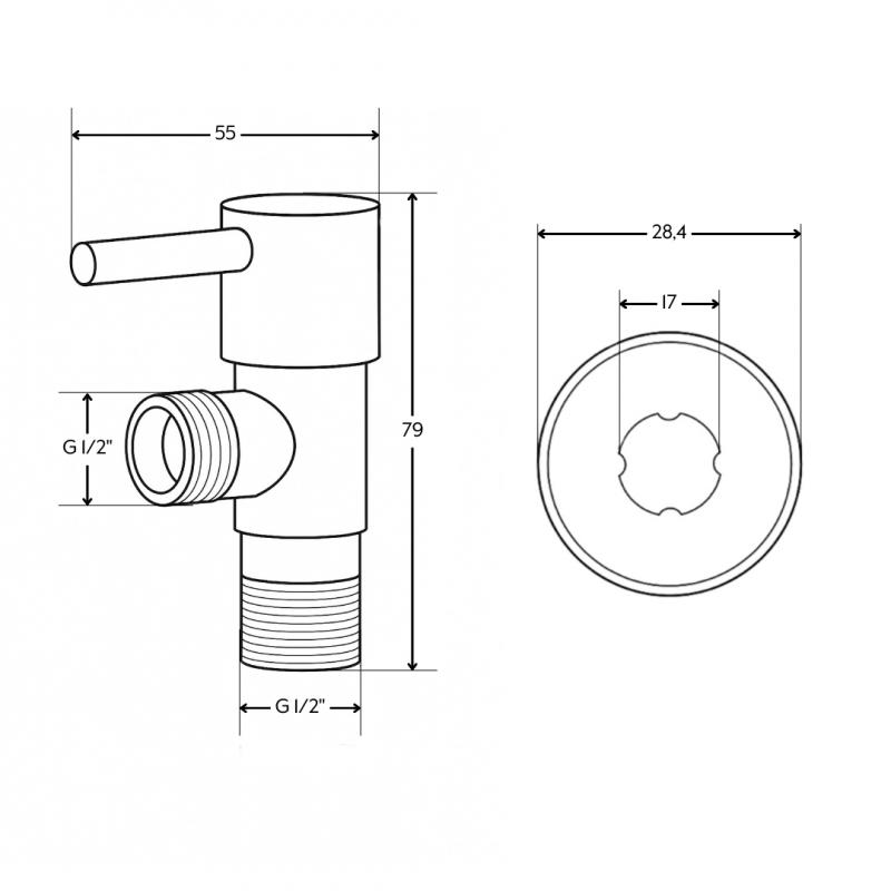 Кран кутовий Thermo Alliance Standart (ручка паличка) з керам.буксою 1/2"З х 1/2"З SF343W1515 — фото 2