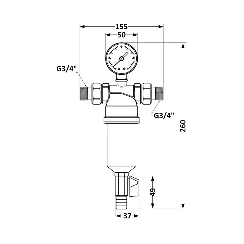 Фільтр самопромивний Thermo Alliance Standart 3/4" тонкого очищення, пластикова колба TAS128W20 — фото 2