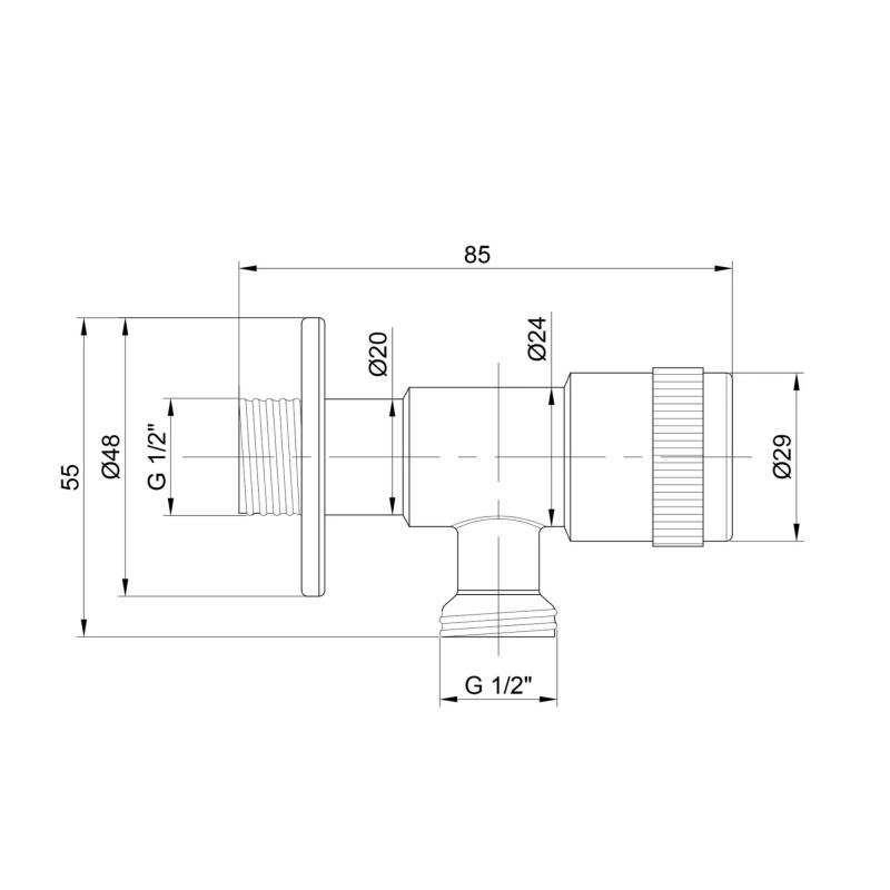 Кран кутовий Thermo Alliance Standart 1/2"ЗЗ нерж., з керам. буксою TAS345W1515SS — фото 2