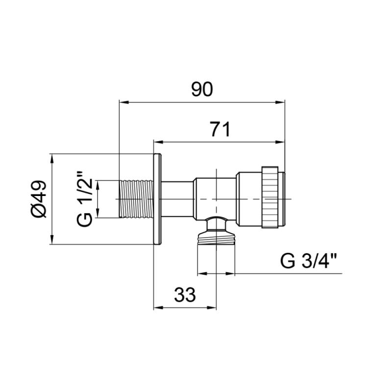 Кран кутовий Thermo Alliance Standart 1/2"Зх3/4"З нерж., з керам. буксою TAS345W1520SS — фото 2