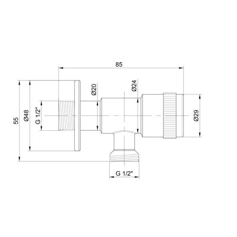 Кран кутовий Thermo Alliance Standart 1/2"ЗЗ нерж., з керам. буксою TAS347W1515SS — фото 2
