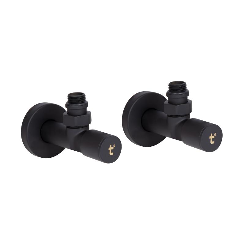Комплект кранів Thermo Alliance Standart 1/2" З для рушникосушарки кутовий чорний SF395W15B — фото 3