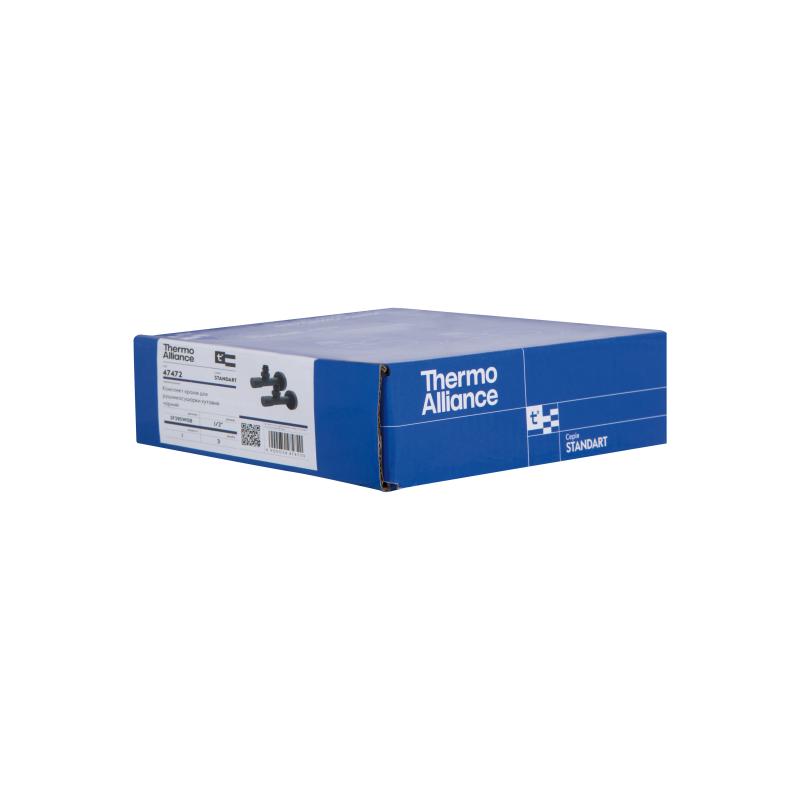 Комплект кранів Thermo Alliance Standart 1/2" З для рушникосушарки кутовий чорний SF395W15B — фото 8
