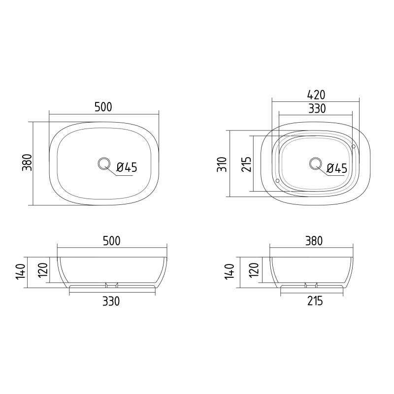 Раковина-чаша Qtap Cardinal 500х380х140 мм White QT04116302W — фото 2