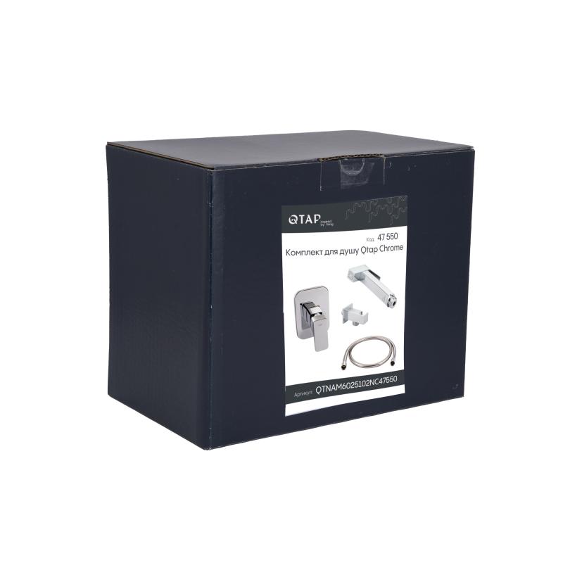Комплект для душу Qtap Namesti Chrome: Змішувач QTNAM6025102NC + Шланг QTHADPVC120C + Лійка QTCRMB120 + Підключення QTCRMBH130 — фото 7