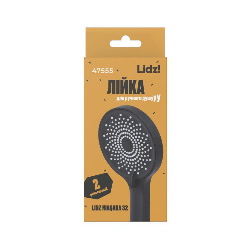 Лійка для ручного душу Lidz Niagara 32 120 мм округла LDNIA32BLM47555 Matt Black — фото 5