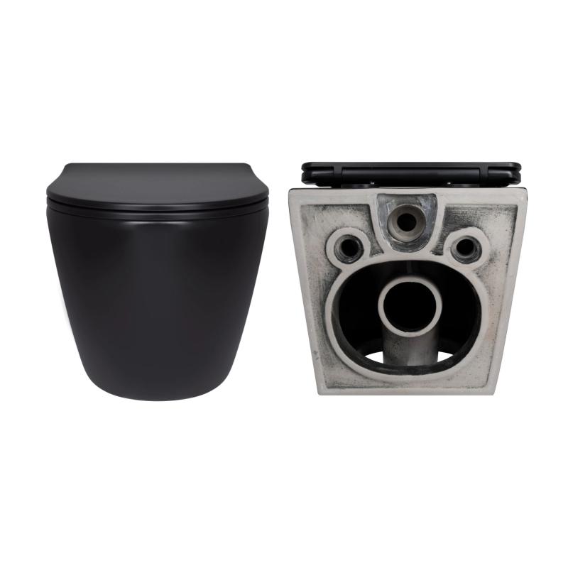 Комплект Qtap Robin Matt Black 2 в 1: унітаз підвісний  Ultra Quiet QT13332381АSMB + біде підвісне QT1355046FMB — фото 5