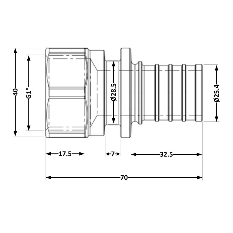 Перехідник під натяжну гільзу Icma №1033 d32х4,4-1"В 851033AFGY0 — фото 2