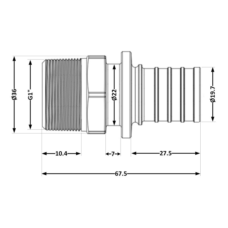 Перехідник під натяжну гільзу Icma №1034 d25х3,5-1"З 851034AFGX05 — фото 2