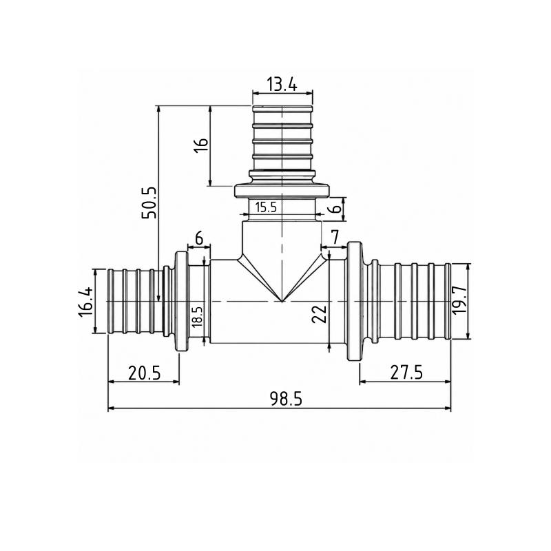 Трійник натяжний Icma №1039 d25х16х20 851039GXBOGW05 — фото 2