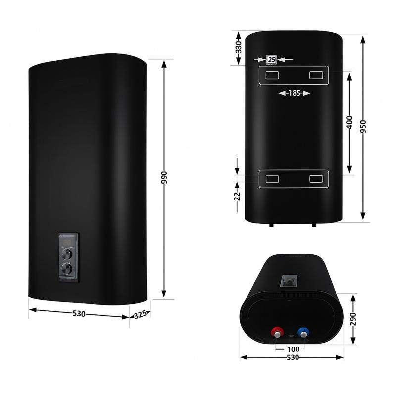 Водонагрівач електричний Thermo Alliance 80 л, Black, плоский, вертикальний, сухий ТЕН 2 кВт (0,8+1,2) DT80V20GPDD2B — фото 2