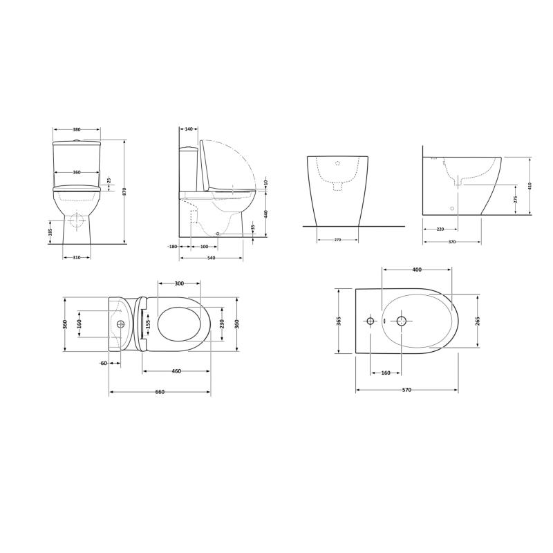 Акційний набір: Унітаз напольний Robin Ultra Quiet QT13226083AMB 660x360x855 Black + Біде напольне Robin QT13442141CMB 565x360x405 Black — фото 2