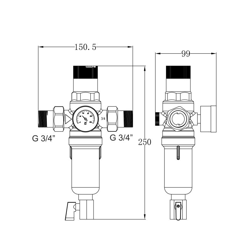 Фільтр самопромивний Thermo Alliance Forte 3/4" з редуктором для горячої води SF128W20H — фото 2